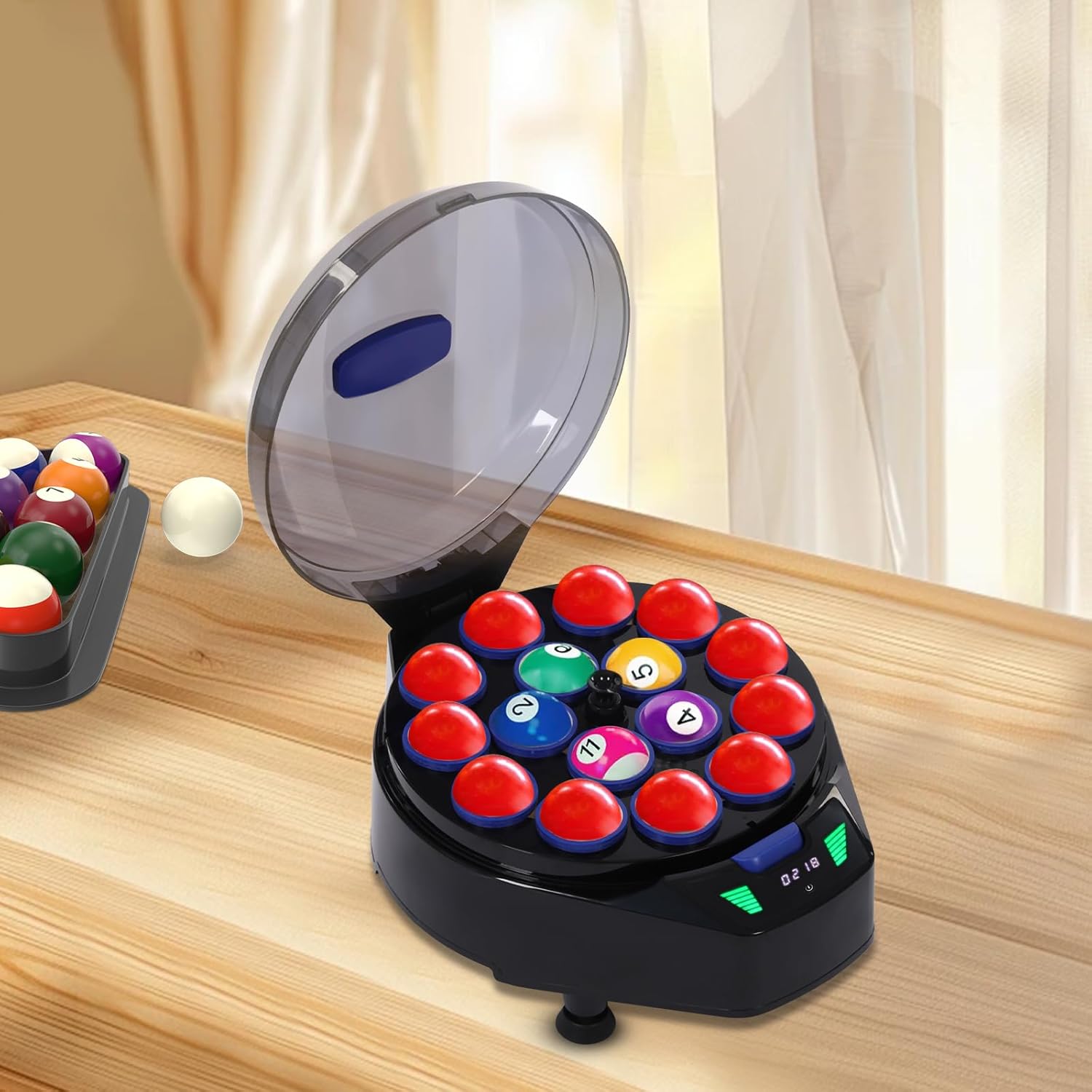 Automatic Pool Ball Cleaner,180W 2000 RPM Electric Billiard Ball Cleaning Machine for 16 Balls with LCD Display One Touch Operation for Home Game Room Pool Hall