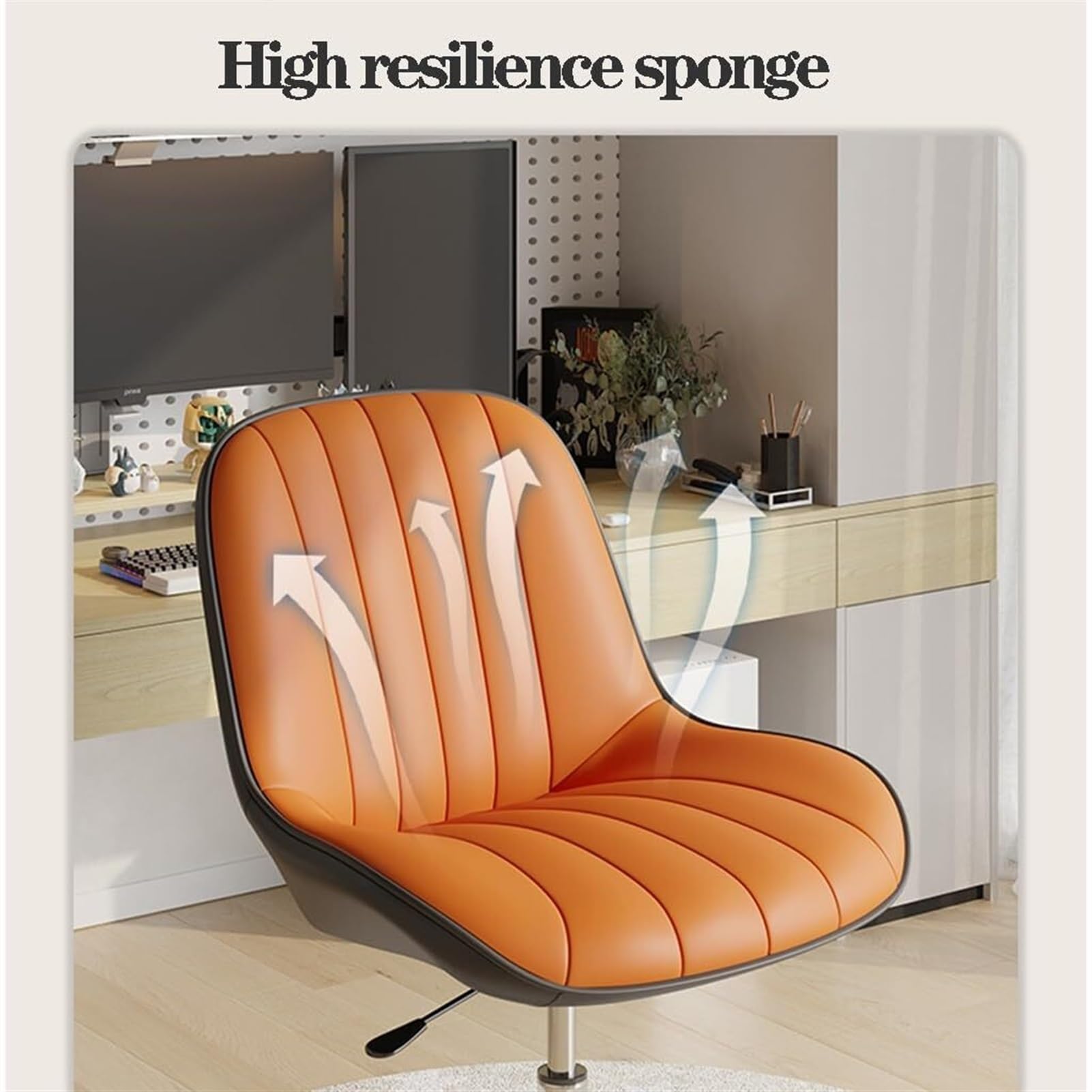 Sedia A Croce Con Ruote, Pelle Ecologica PU, Seduta Larga 61 Cm, Senza Braccioli, Girevole, Altezza Regolabile, Portata 136 Kg
