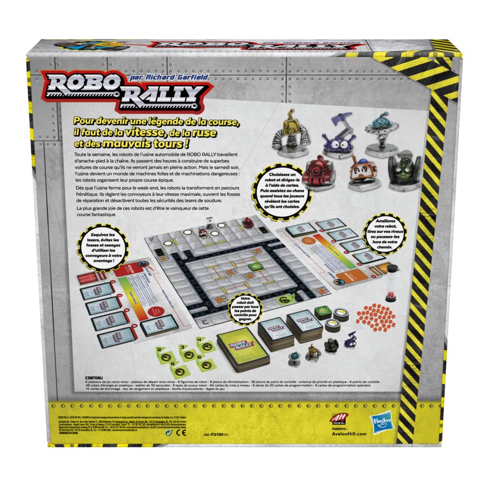Avalon Hill Hasbro Gaming Robo Rally, Juego de estrategia reinventado por Richard Garfield, 2 a 6 Jugadores, desde 12 Años Multicolor
