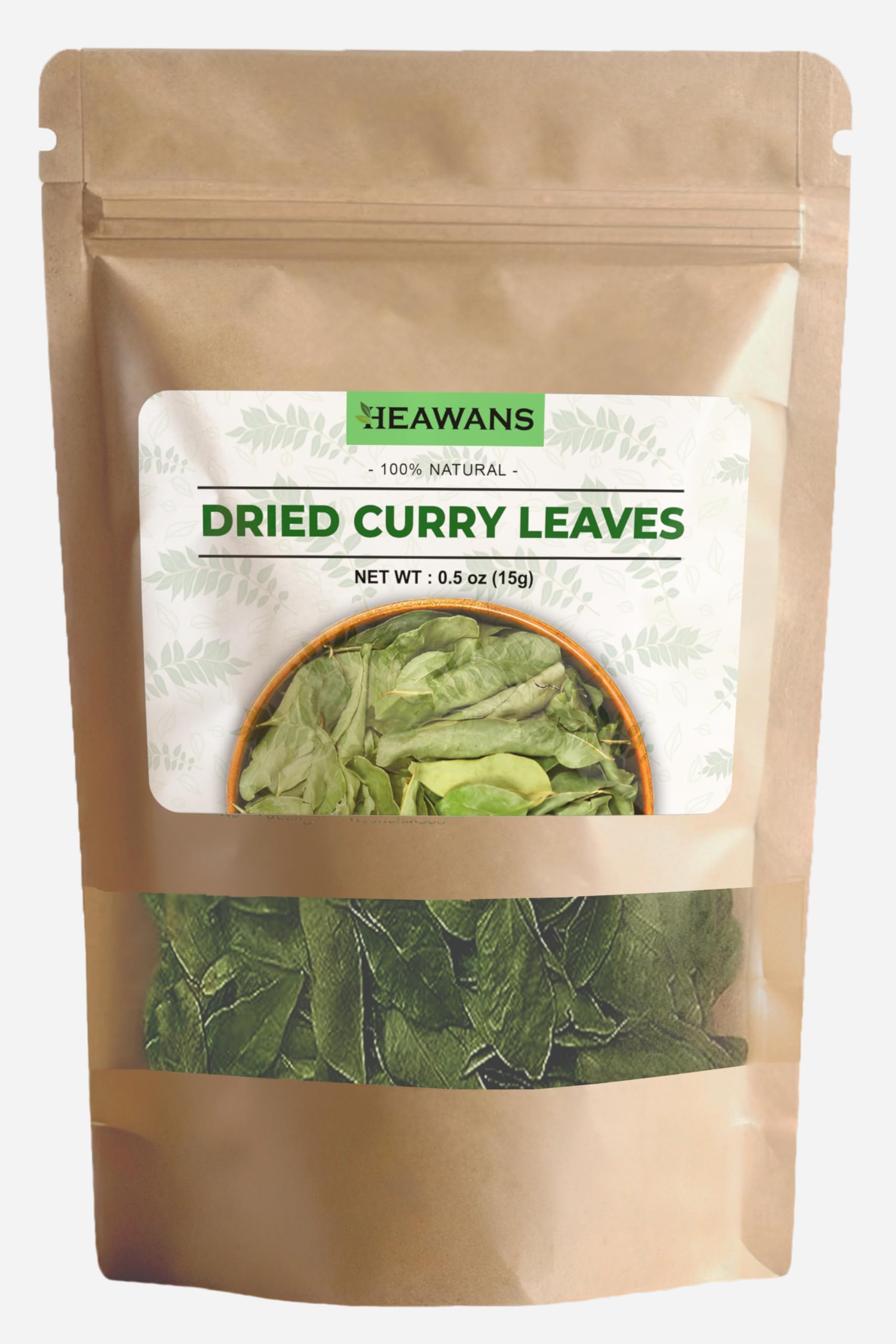Premium Air Dried Curry Leaves 0.5oz (15g) – 100% Natural Whole Kadi Patta, Each Leaf Carefully Handpicked, Non-Broken & Aromatic