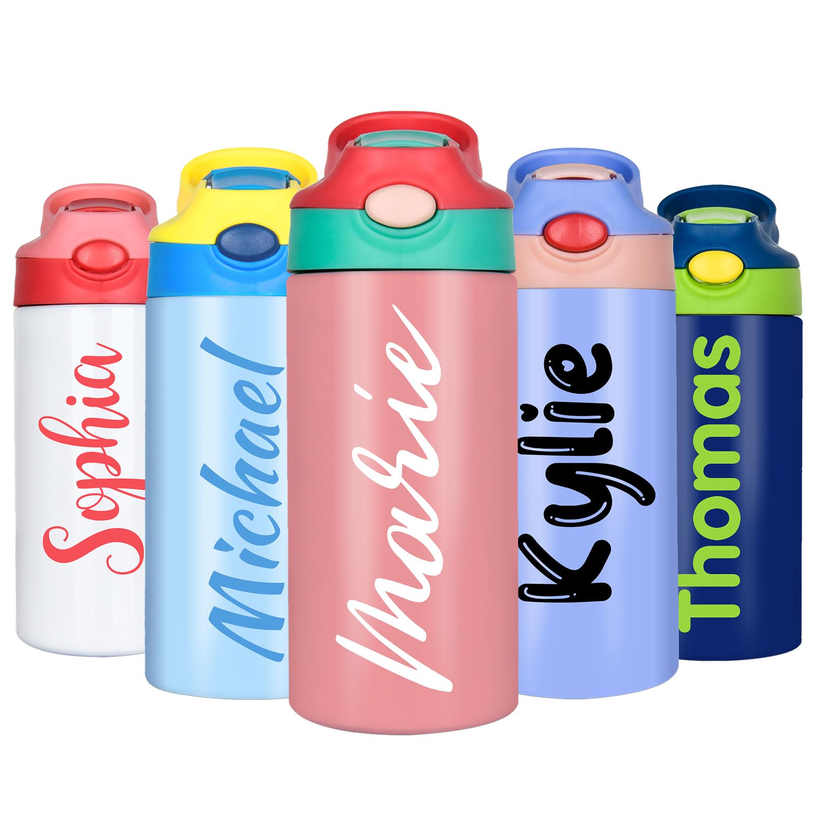 Personalized Kids Water Bottles 12oz Custom Stainless Steel Insulated Water Bottle for Girls Boys Men Women with Name