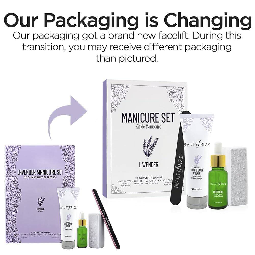 Beautyfrizz Lavender Nail Buffer Set - Manicure Set with 3