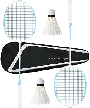 Badminton Racket Set,with 2 Badminton Racquet,2 Shuttlecocks,1 Carrying Bag,Carbon Fiber Double Rackets Ultra-Light Offensive and Defense,for Beginners & Outdoor Games