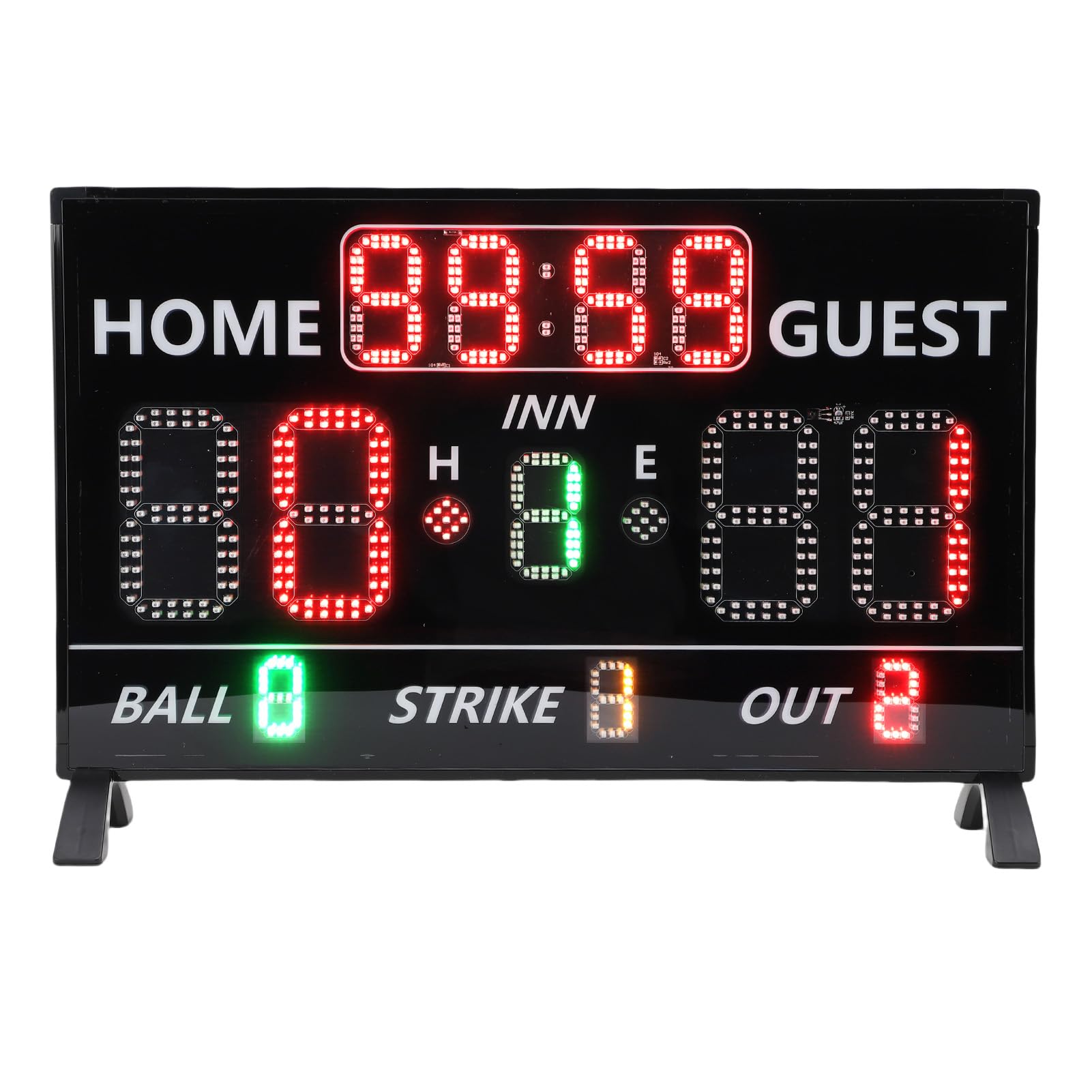 Electronic Scoreboard 12 Digit LED with Remote Beep Sound Portable for Baseball Training and More