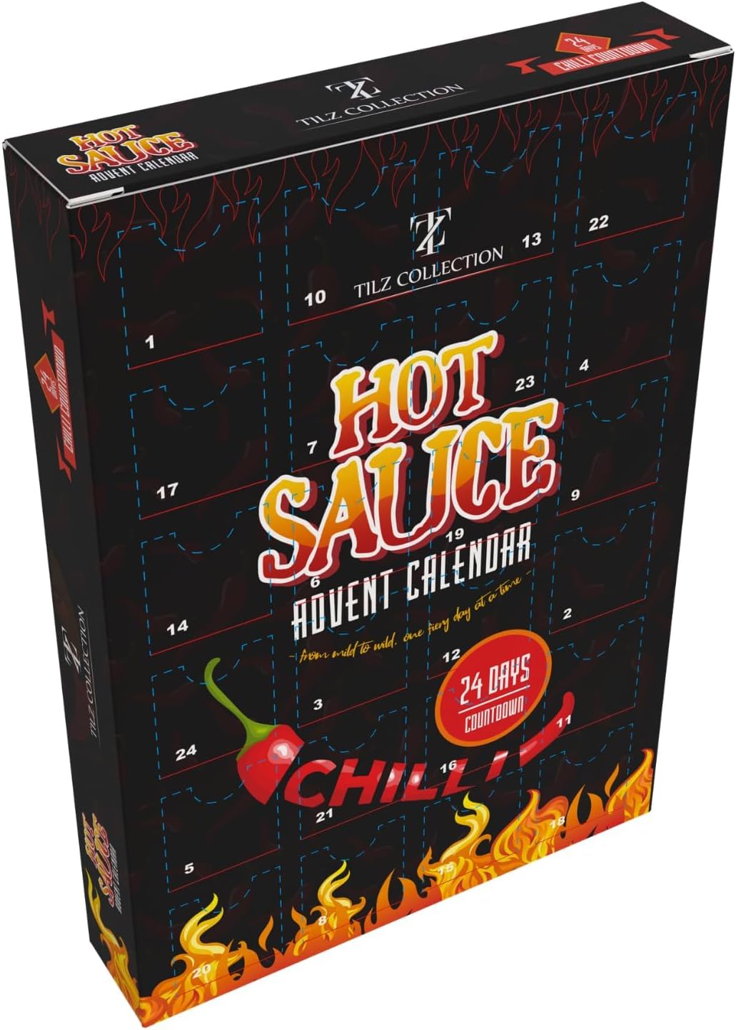 Hot Sauce Advent Calendar 2025 | 24 Days of Chilli Sauce | Ultimate Gift for Spicy Food Lovers | Food Advent Calendar 2025 Men, Chilli Challenge Hot Sauce for Women (Black)