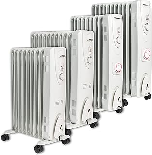 MYLEK Oil Filled Radiator with Adjustable Thermostat and 24 Hour Timer - 3 Heat Settings - Electric Portable Heater 9 Fin - Energy Efficient - 2000W / 2kW - Safety Tip Over & Safety Cut Off