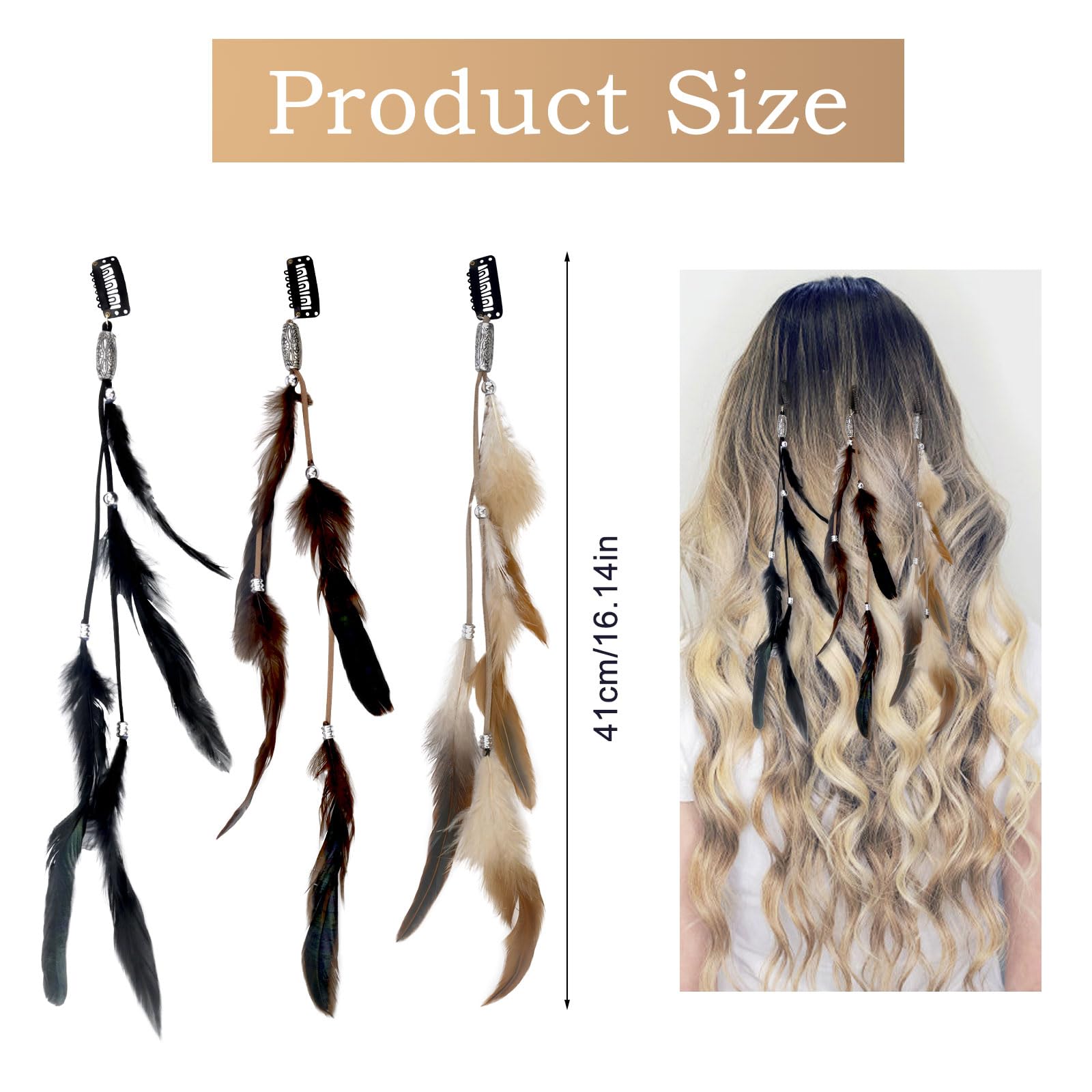10 Clip Per Capelli Con Piume Indiane Boho - Accessori Carnevale E Cosplay - Assortite 10 Colori