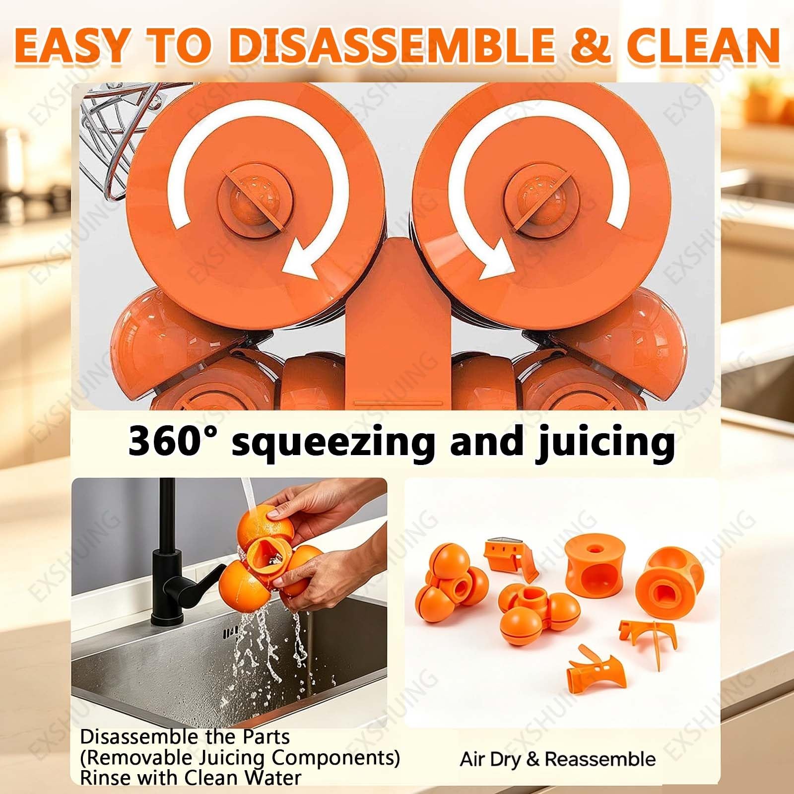 Exprimidor Automático Comercial De Frutas Y Cítricos, Eléctrico, De Acero Inoxidable, Con Un Rendimiento Del 40-50%, Capaz De Extraer 30 Naranjas Por Minuto