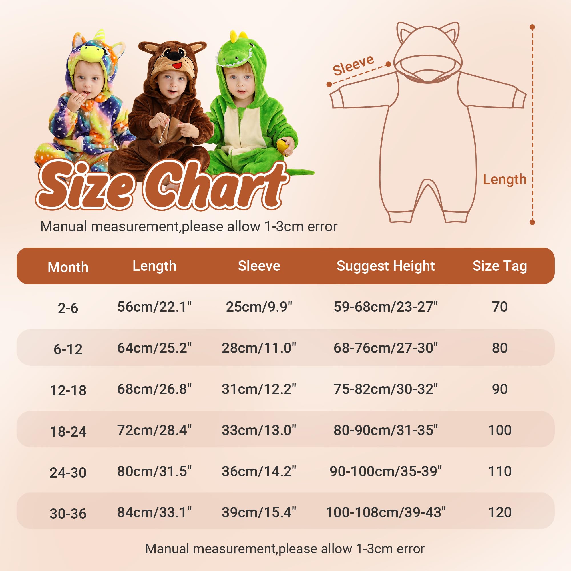 HAHASHOW Baby Winter Spielanzug, Kleinkind Flanell Schlafanzug Strampler Pyjama kostüm Bekleidung Karikatur Tier Jumpsuit für mädchen und Junge, 0-36 Monate