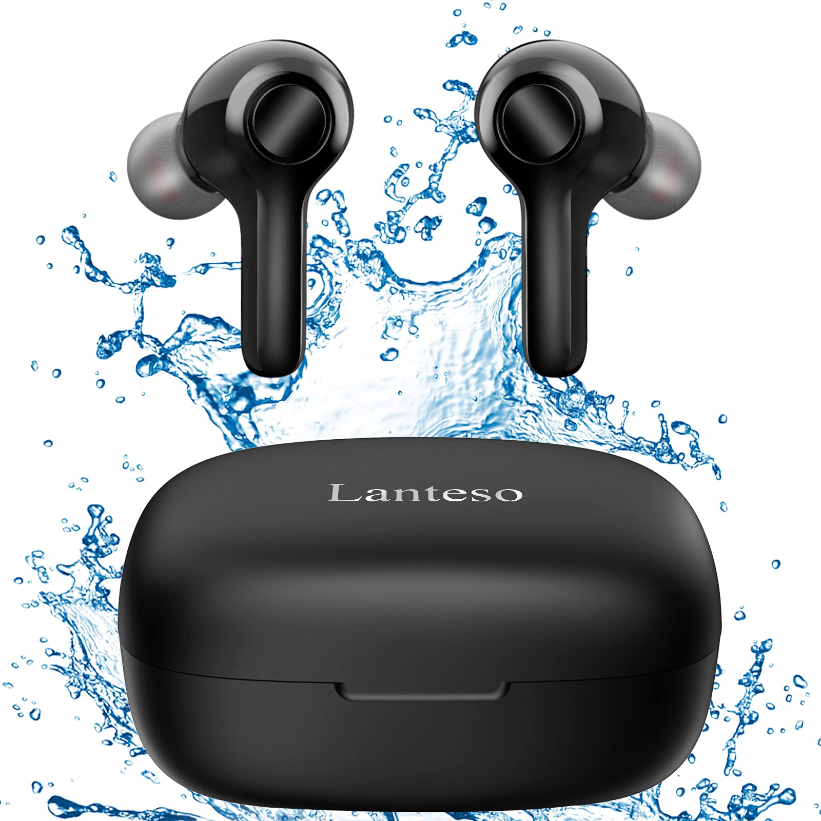 True Wireless Earbuds,Lanteso Waterproof TWS Bluetooth Earbuds with Mics Clear Call Touch Control Bluetooth Headphones wit...