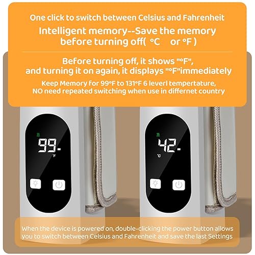 Miniatura 4 de FTVOGUE Calentador de biberones, calentador de biberones eléctrico recargable con batería de 9000 mAh y tecnología de temperatura constante, para