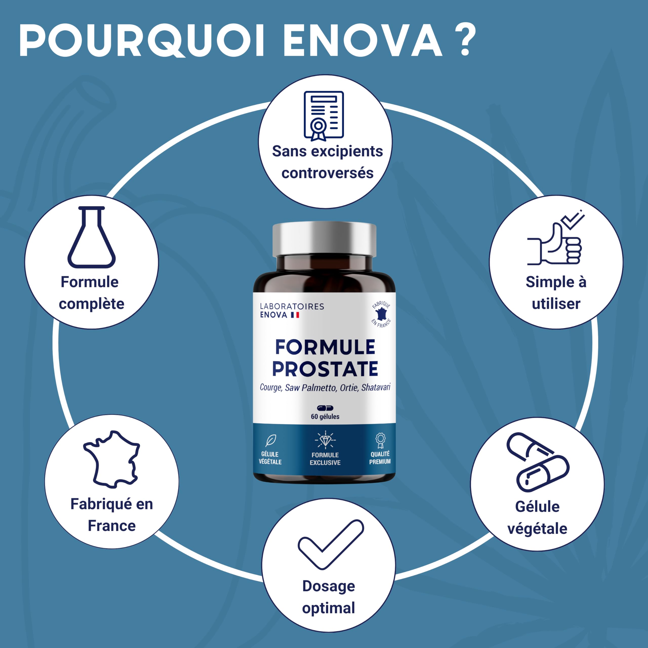 FORMULE PROSTATE | Courge, Saw Palmetto, Ortie, Shatavari | Rétention, Débit, Fréquence | 60 Gélules | Fabriqué en France | Complement alimentaire
