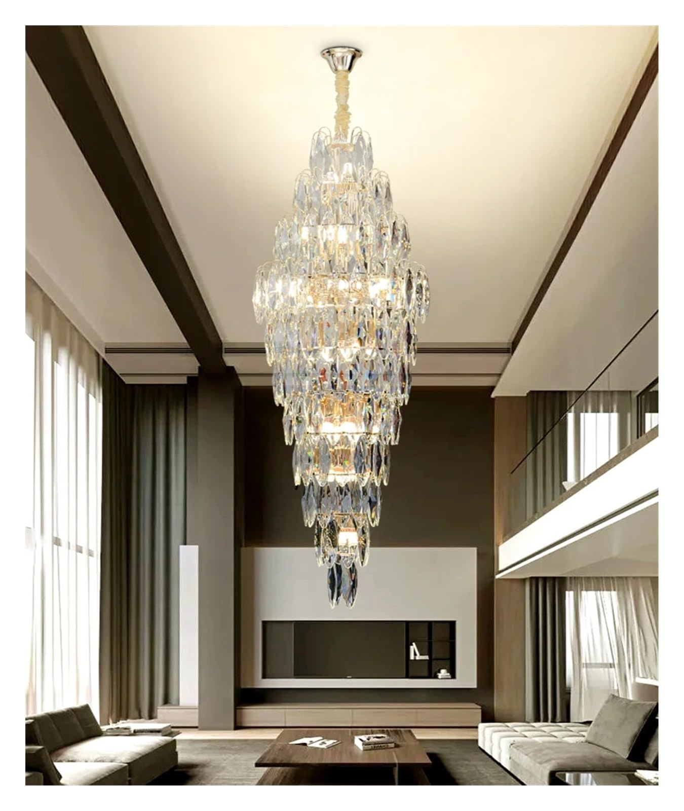 LYMSXAZOU Crystal Chandelier Pendant Light, Modern Stainless Steel & K9 Design, Luxury Lighting Fixture for Home Decor