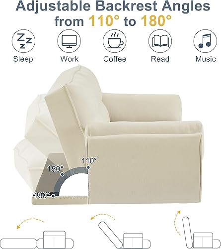 Miniatura 3 de Sofá cama futón convertible, sofá futón moderno de lino de 75 pulgadas con respaldo ajustable, sofá cama de fácil montaje, sofá reclinable tapizado