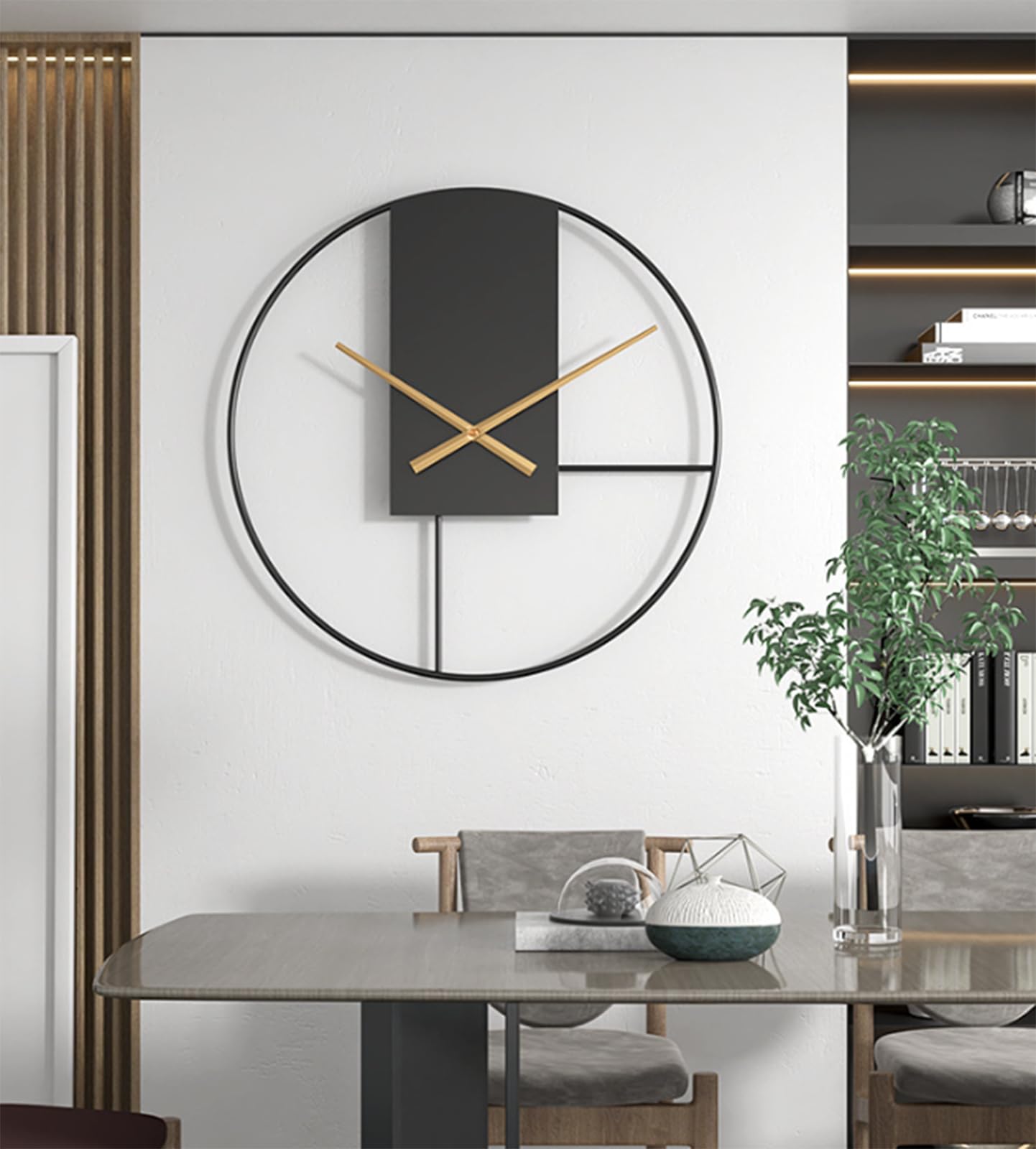 Reloj de Pared metálico Moderno y Sencillo, de 20 Pulgadas, silencioso, Funciona con Pilas, Ideal como Elemento Decorativo para Sala de Estar, Cocina, hogar, baño o Dormitorio