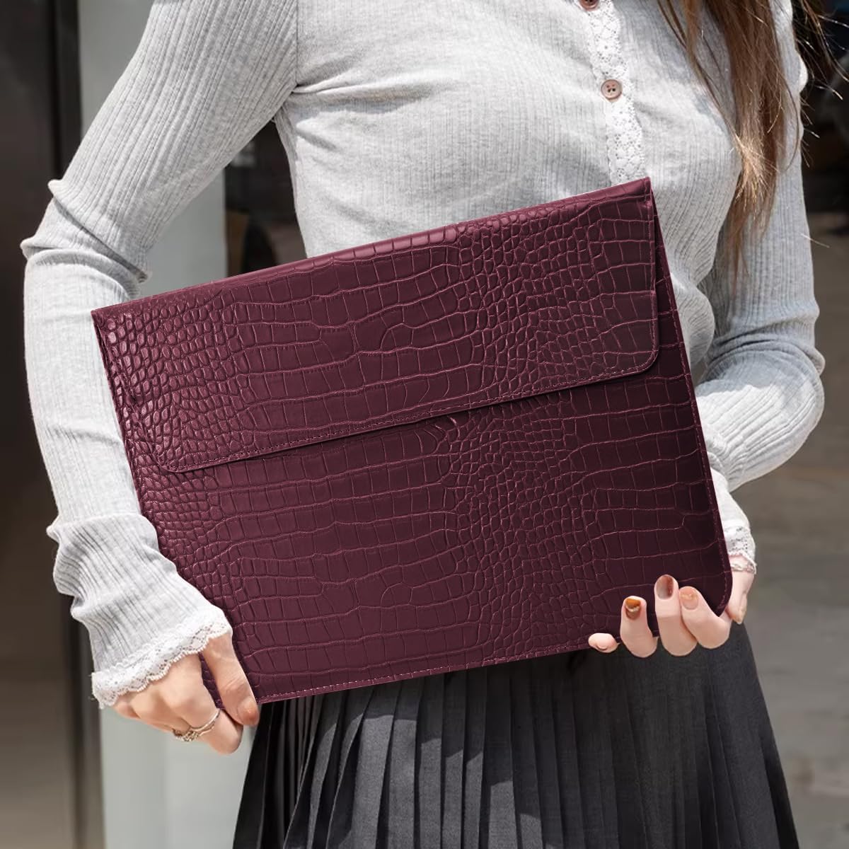 13 Inch Crocodile Pattern Laptop Sleeve with Stand for 2026 MacBook Neo 13 inch A3404，2026-2022 MacBook Air13 M5 A3449 M4 A3240 M3 A3113 M2 A2681, 2018-2021 Air13, 2016-2022 Pro13, Wine Red