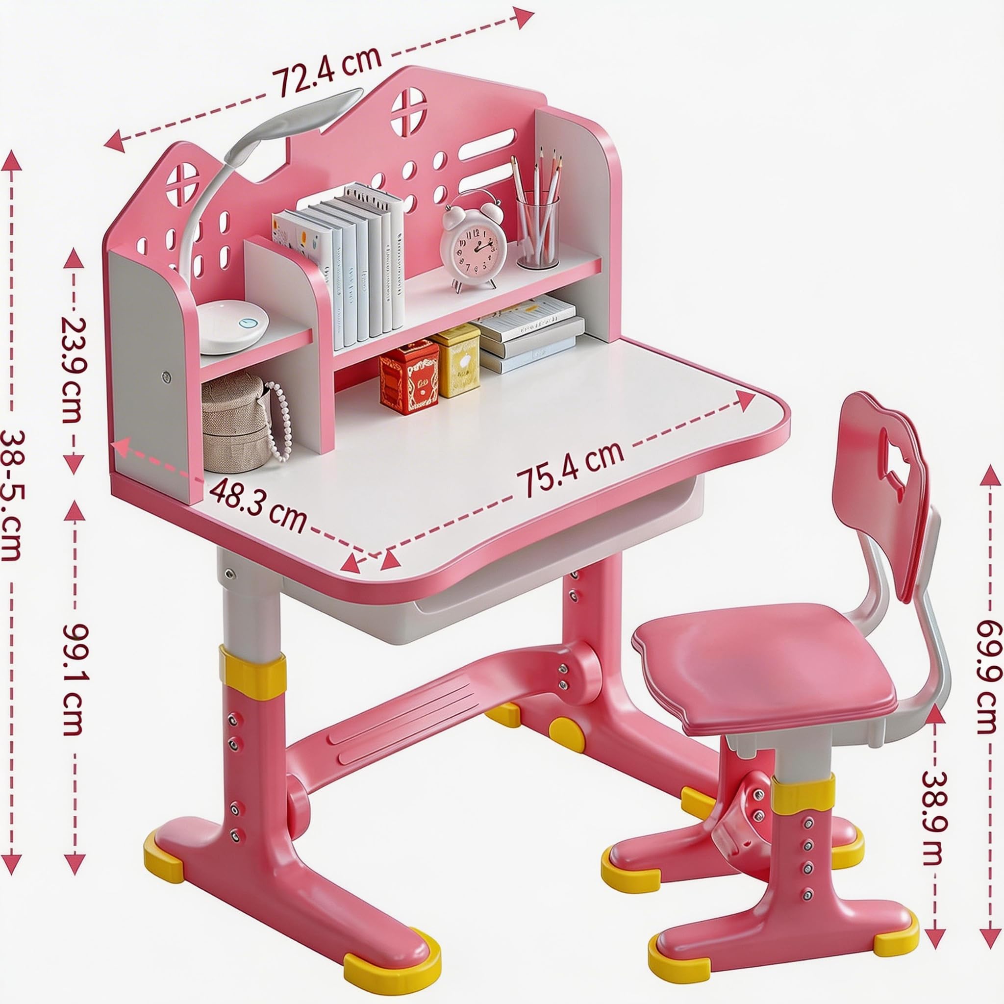 Escritorio Infantil Con Silla Ajustable En Altura Para Niña Pupitre Infantil Con Cajon De Almacenamiento Diseno Ergonomico Para Estudiar Dibujar Y Hacer Deberes En Casa Mesa De Estudio Comoda