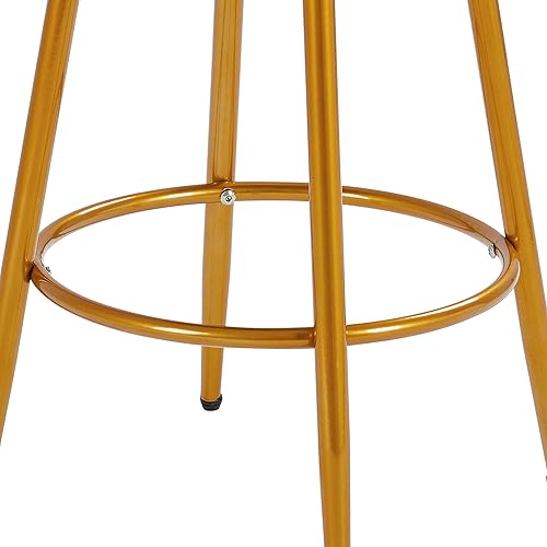 Miniatura 26 de Yaheetech Taburetes de bar de terciopelo de 26 pulgadas, altura de mostrador para encimera de cocina con respaldo y reposapiés, taburetes de bar