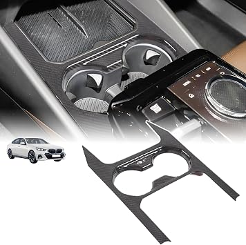 Genuine Carbon Fiber Carbon Fiber Water Cup Holder Panel Cover Trim Center Console Interior Accessories for BMW 5 Series G60 i5 2024 2025 G68 530i 540i 540e Black