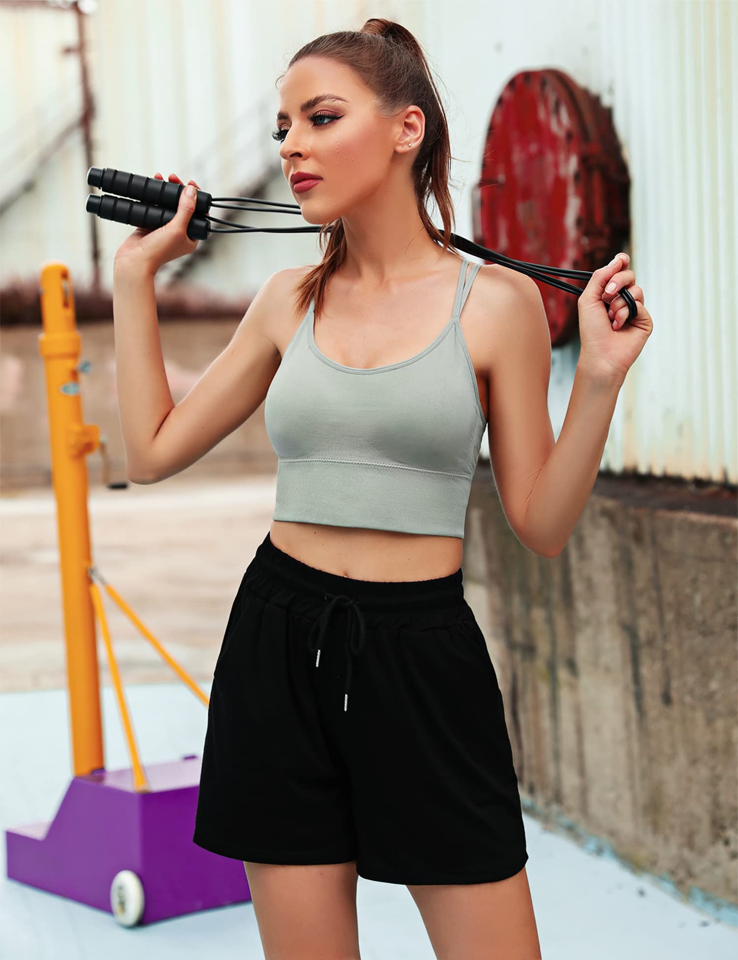 Sykooria Reggiseno Sportivo Donna Top Reggiseno Donna Senza Ferretto con Imbottito Top Donna Fitness Supporto Bustino per Yoga Running S-XL