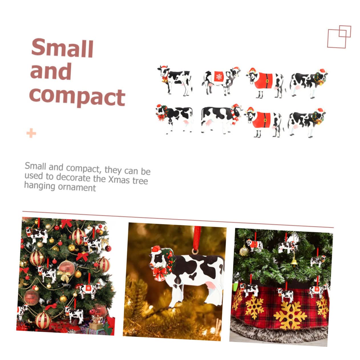 12 STK Kuh Weihnachtskugeln Christbaumschmuck Zum Aufhängen Weihnachtsparty-Dekoration Weihnachtsbaum-Kuh-Ornamente Unvollendeter Kuh-anhänger Grüne Dekorationen Festschmuck Harz IMIKEYA