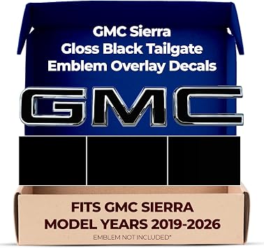 GMC Sierra Gloss Black Blackout Tailgate GMC Emblem Overlay Decals 2019-2026