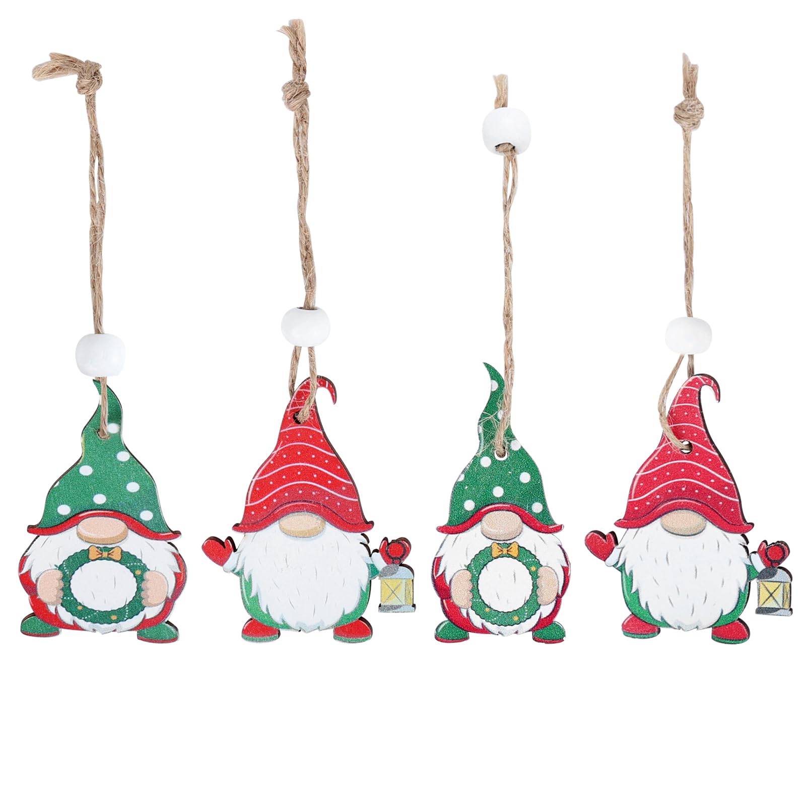 Christmas Wooden Ornaments, Colorful Christmas Gnomes Pendant Faceless Doll Xmas Tree Hanging Ornaments with Rope Xmas Party Decoration Gift F4-WLLRGJ