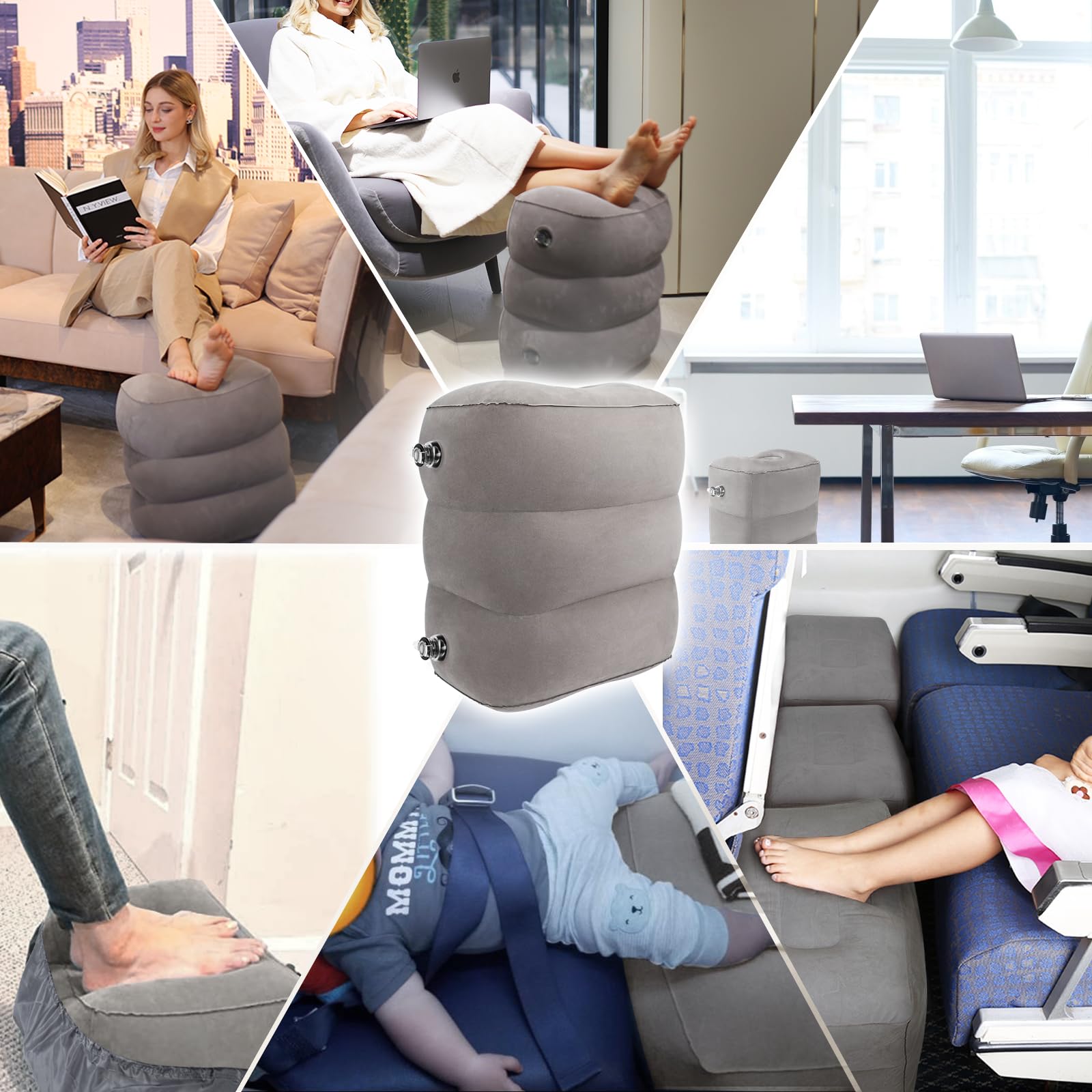 HOMCA Poggiagambe Cuscino per Piedi Riposo, Portable Outdoor Cuscino poggiapiedi Gonfiabile per Aerei, Automobili, Autobus, Treni, Ufficio e Bambini a Dormire sui voli Lunghi