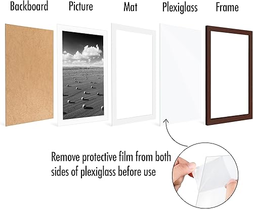 Vista 601 de Americanflat Portarretratos de 5 x 6 pulgadas con plexiglás pulido, juego de 5 portarretratos de 2 x 3 pulgadas con paspartú o para fotos de 5 x 6