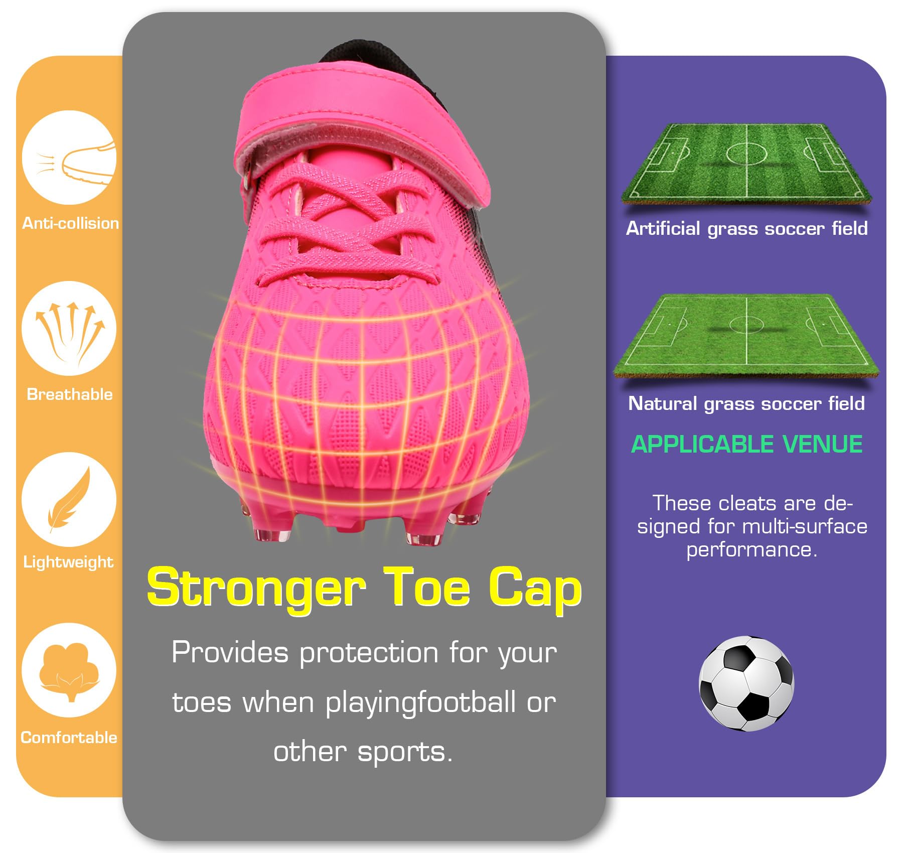 DimaiGlobal Scarpe da Calcio Bambini Ragazzi con Tacchetti Bassi Professionali Scarpe da Calcetto Futsal e Allenamento per Interno/Esterno - Antiscivolo Junior