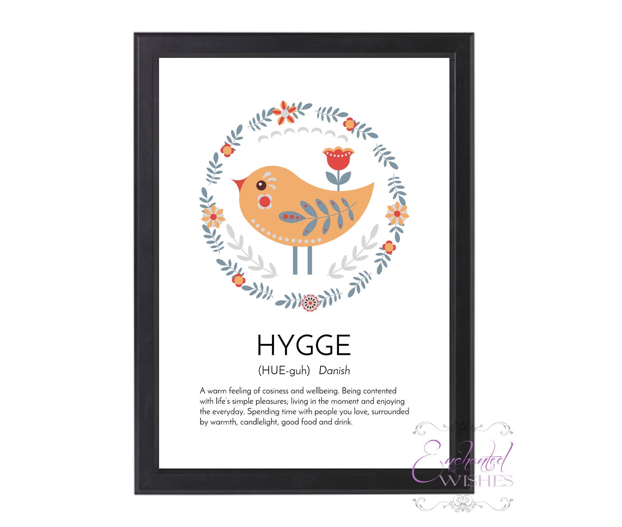 Hygge Definition Print, Scandi Wall Art, Danish Word Meaning, Scandinavian Folk Art Picture, Unframed Poster