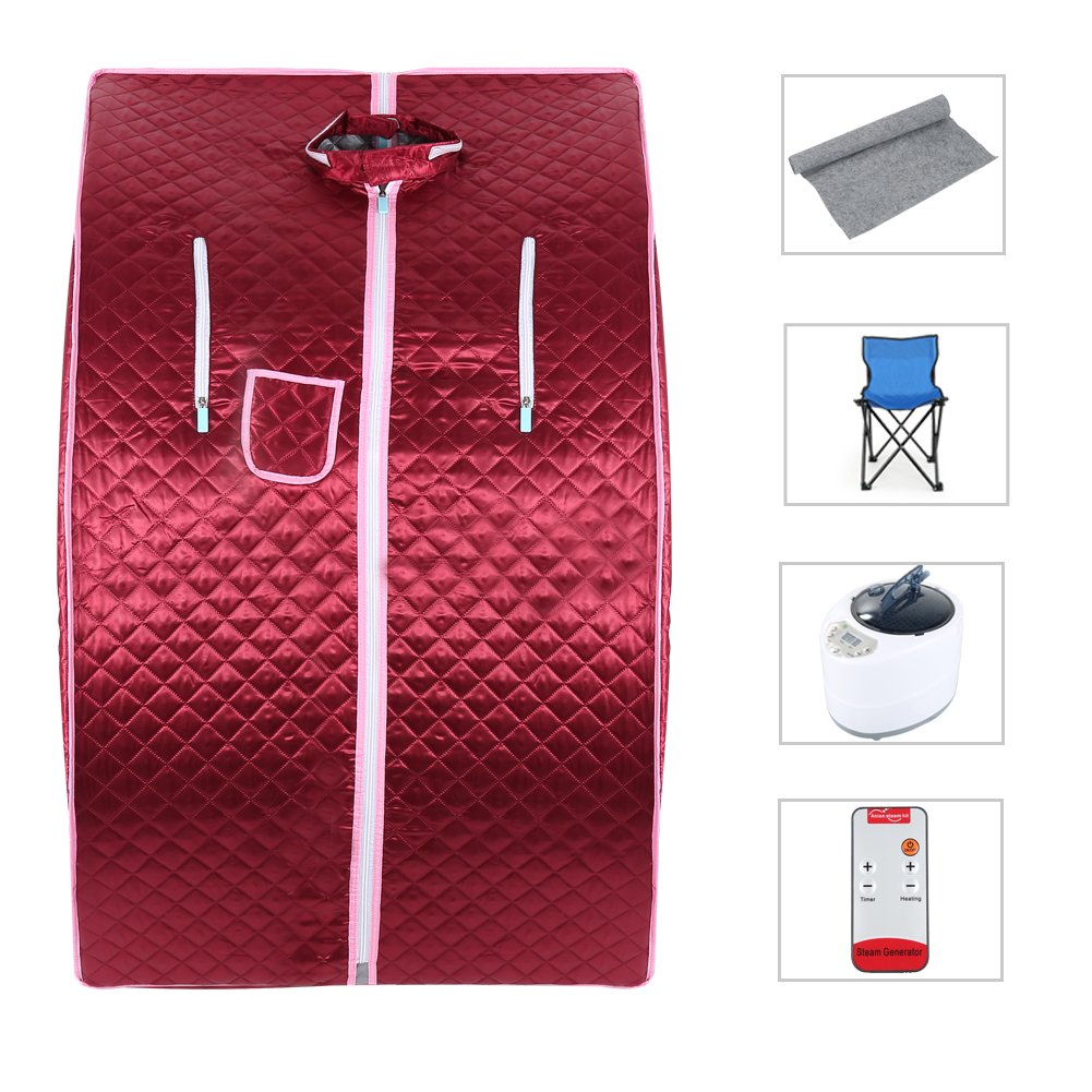 Cabina Sauna a vapore Sauna domestica in casa Bagno di vapore portatile a casa Mobile Sauna Spa (Rosso)