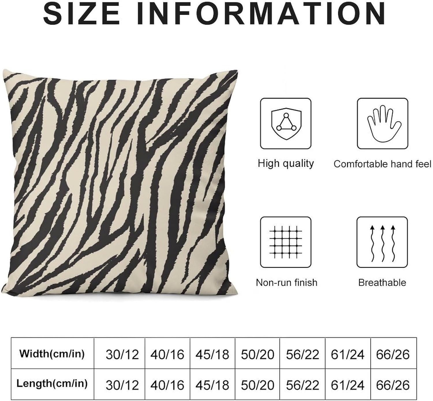 Fur Pillow Covers Set of 2, Animal Zebra Skin Texture Print Throw Pillow Covers 20x20 Inches Cotton Square Pillow Cover Set for Couch Bed Living Room Outdoor Decor 20 "x20