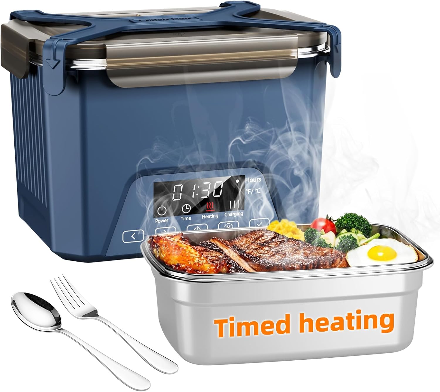 Cordless Electric Lunch Box for Adults, Heated Lunch Box 20000 mAh Battery Powered with Automatic Heating, 1.2L Portable Food Warmer, BPA Free