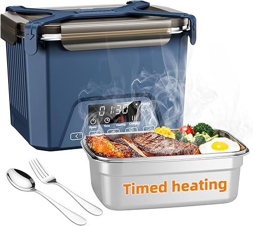Fiambrera eléctrica inalámbrica para adultos, lonchera calentada de 20000 mAh con batería con calefacción automática, calentador de alimentos