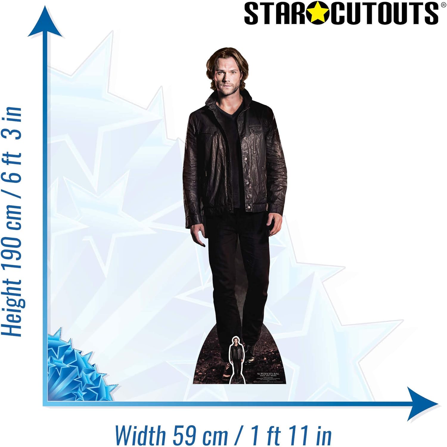 STAR CUTOUTS Sam Winchester (Jared Padalecki) Hunter Supernatural Life Size Cardboard Cut Out with Mini Table Top, Multi Colour