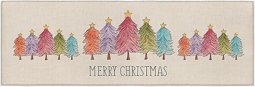 Miniatura 2 de Alfombras de cocina largas para piso, alfombra absorbente de entrada con diseño de árbol de Navidad en acuarela para interiores, alfombra