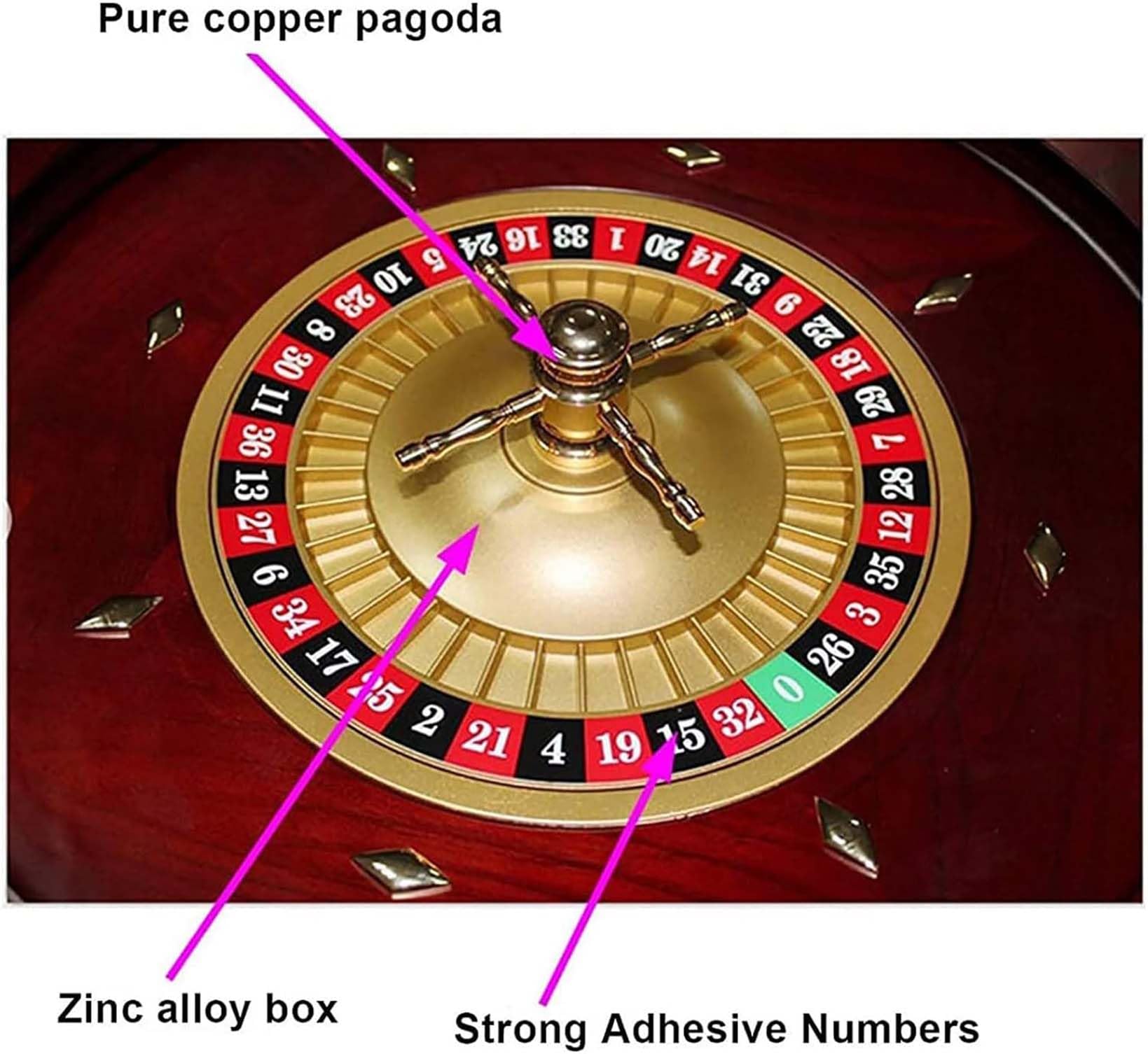 Hölzernes Roulette-Rad Roulette Aus Holz Tischspiel Plattenspieler Roulette Radsatz Roulette Spiel Casino Set Roulette Rad Holz Der Rotor Ist Aus Massivem Aluminium,E