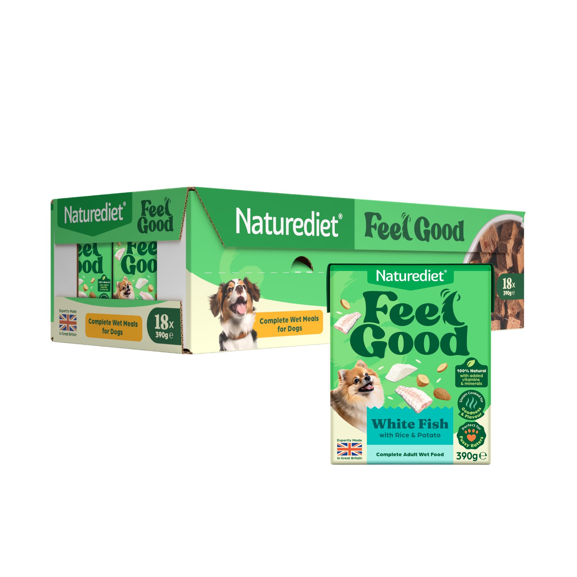 Naturediet - Feel Good Wet Dog Food, Natural and Nutritionally Balanced, Fish, 390g (Pack of 18)