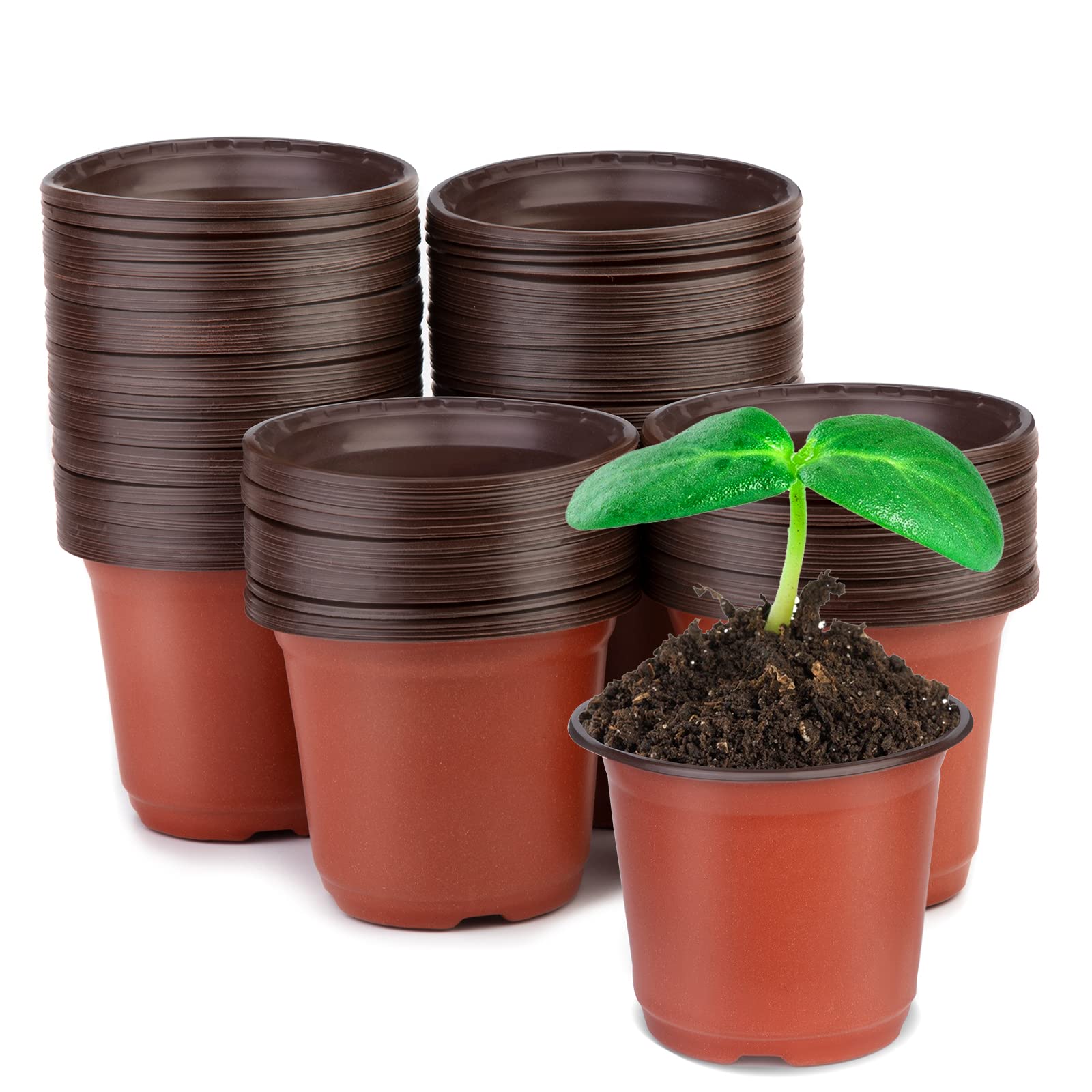 160 Pcs 4 inch Plastic Plants Nursery Pot, Flower Seedling Starter Pots, Reusable Seed Starting Pot for Succulents Seedling Cutting Transplanting