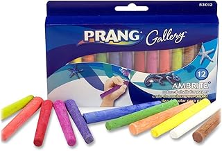 Prang Gallery Ambrite Paper Chalk, Colored Chalk for Use on Wet or Dry Paper, Tapered, Assorted Colors, (53012), Multicolored, 12 Count (Pack of 1)
