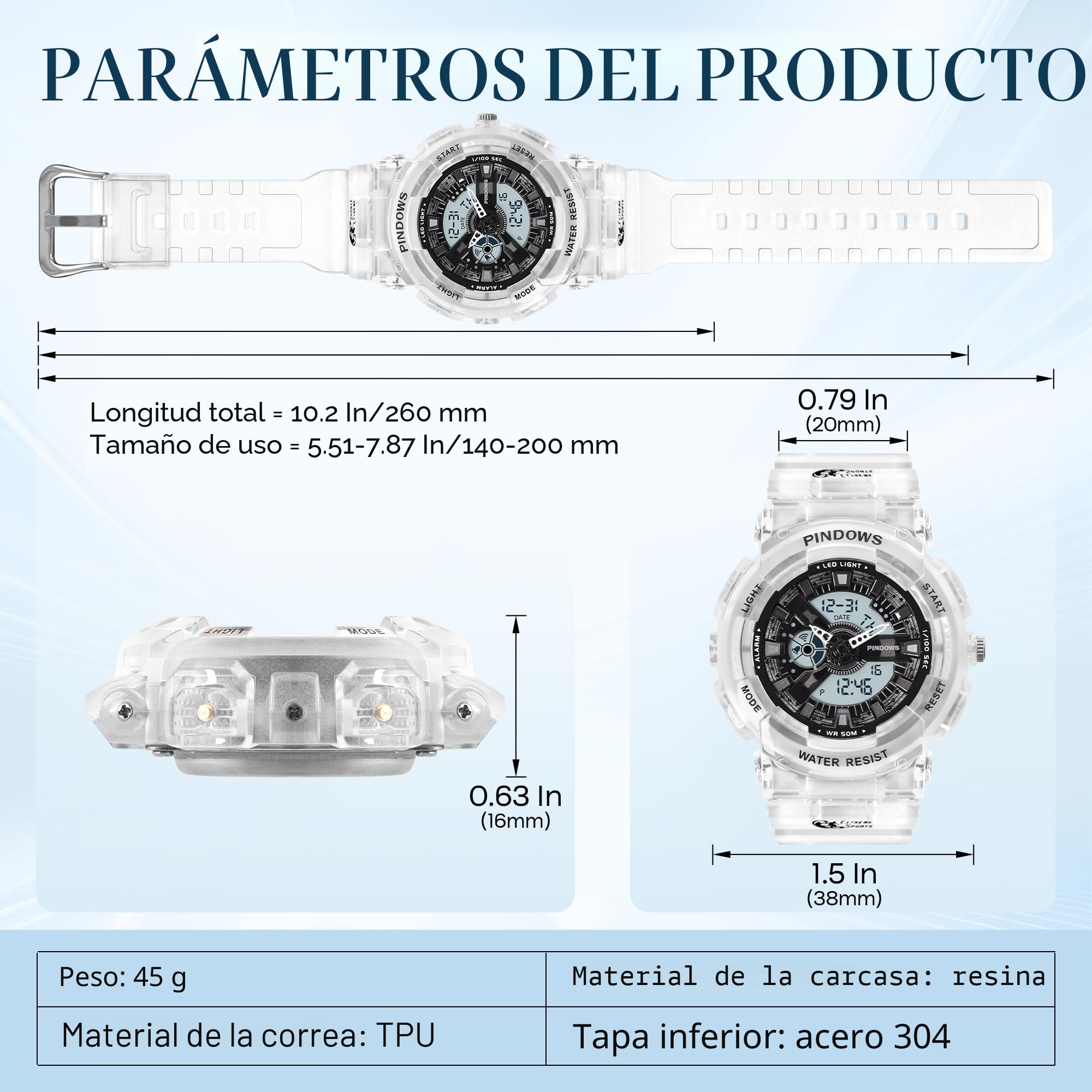 PINIDOUS Relojes para Mujeres Reloj Estudiantes Adolescentes Al Aire Libre a Prueba de Agua Relojes Deportivos Analógicos Digitales con Cronómetro Alarma Cuenta Atrás 7 Colores LED