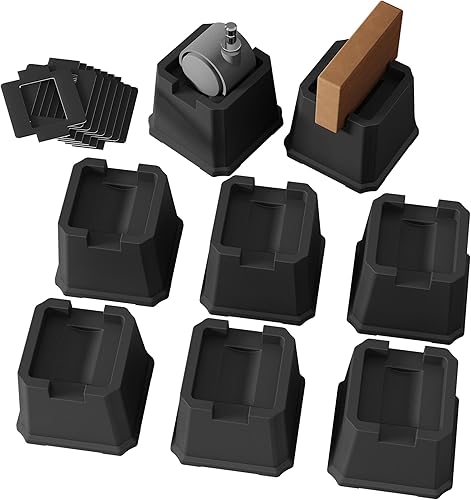 Miniatura 14 de Juego de 9 elevadores de cama de 3 pulgadas, elevadores de cama resistentes para marco de cama, paquete de 9 elevadores de hasta 3000 libras