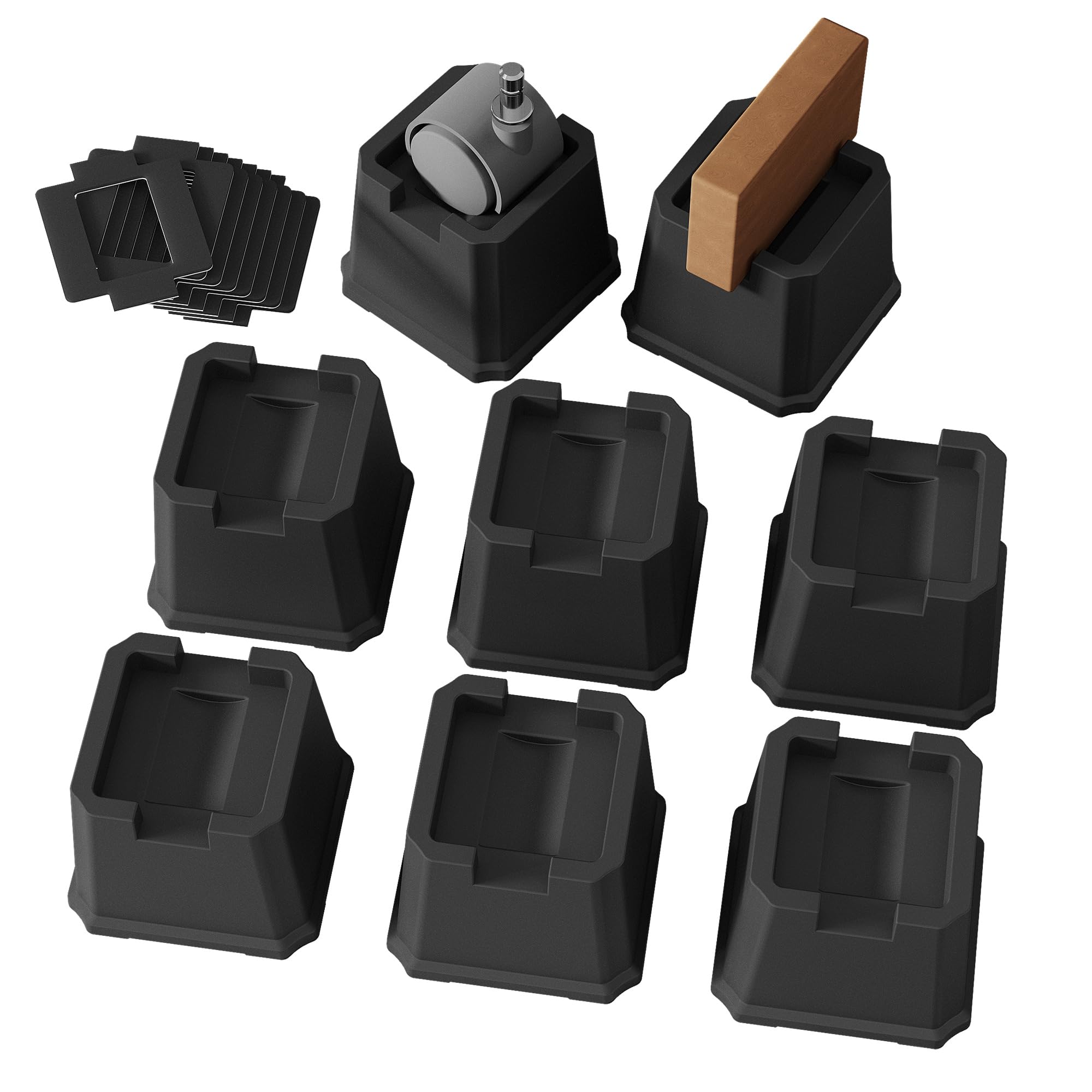 Whynonap Bed Risers 3 Inch Set of 8 for Wheels, Heavy Duty Bed Elevators Lifts Up 2,000 lbs Furniture Risers 3 in Fits for Casters or Legs of Sofa,