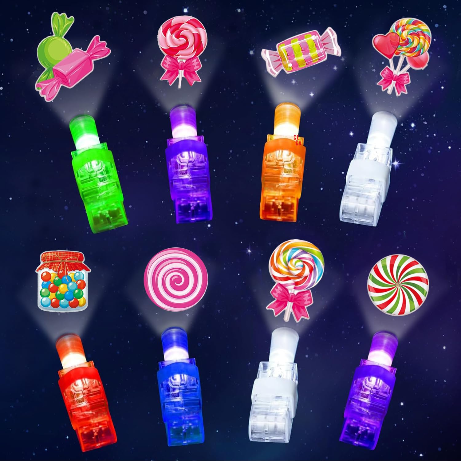 32PCS Candyland LED Finger Lights Candyland Party Favors for Kids Boys Girls Birthday Goodie Bags Stuffers Candyland Party Classroom Prizes Pinata