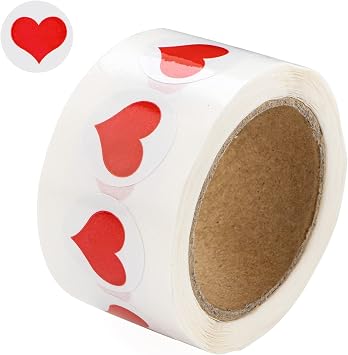 250 Small Red Heart Stickers - Valentines Day - Valentines Stickers & Decorations