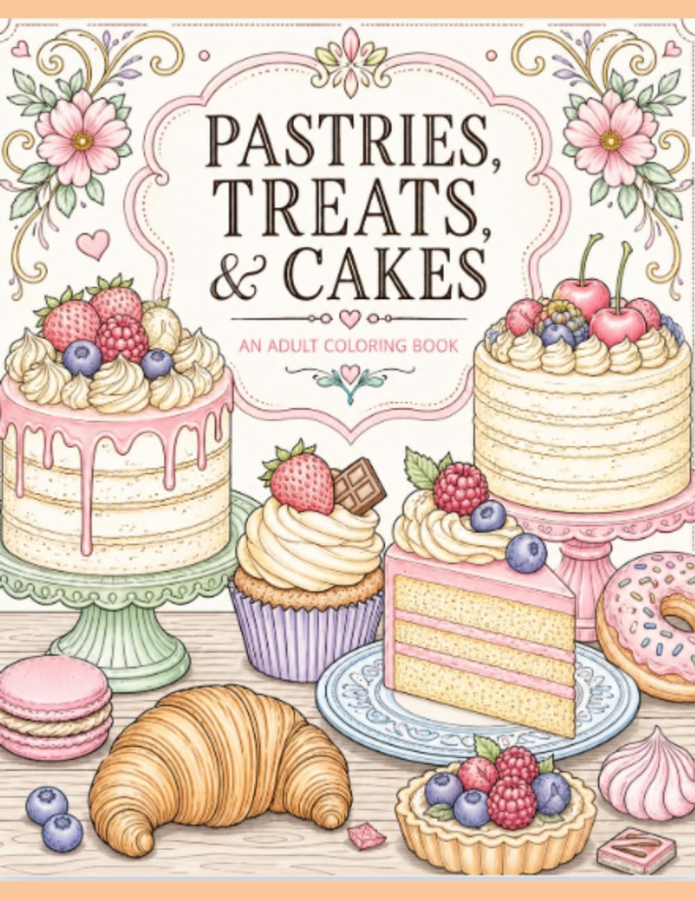 Pastries, Treats and Cakes: An Adult Coloring Book