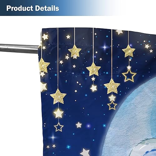 Miniatura 5 de Cortinas de ventana de elefante en acuarela para niños y niñas, estrella azul centelleante para bebé, sala de estar, dormitorio, guardería, hogar,