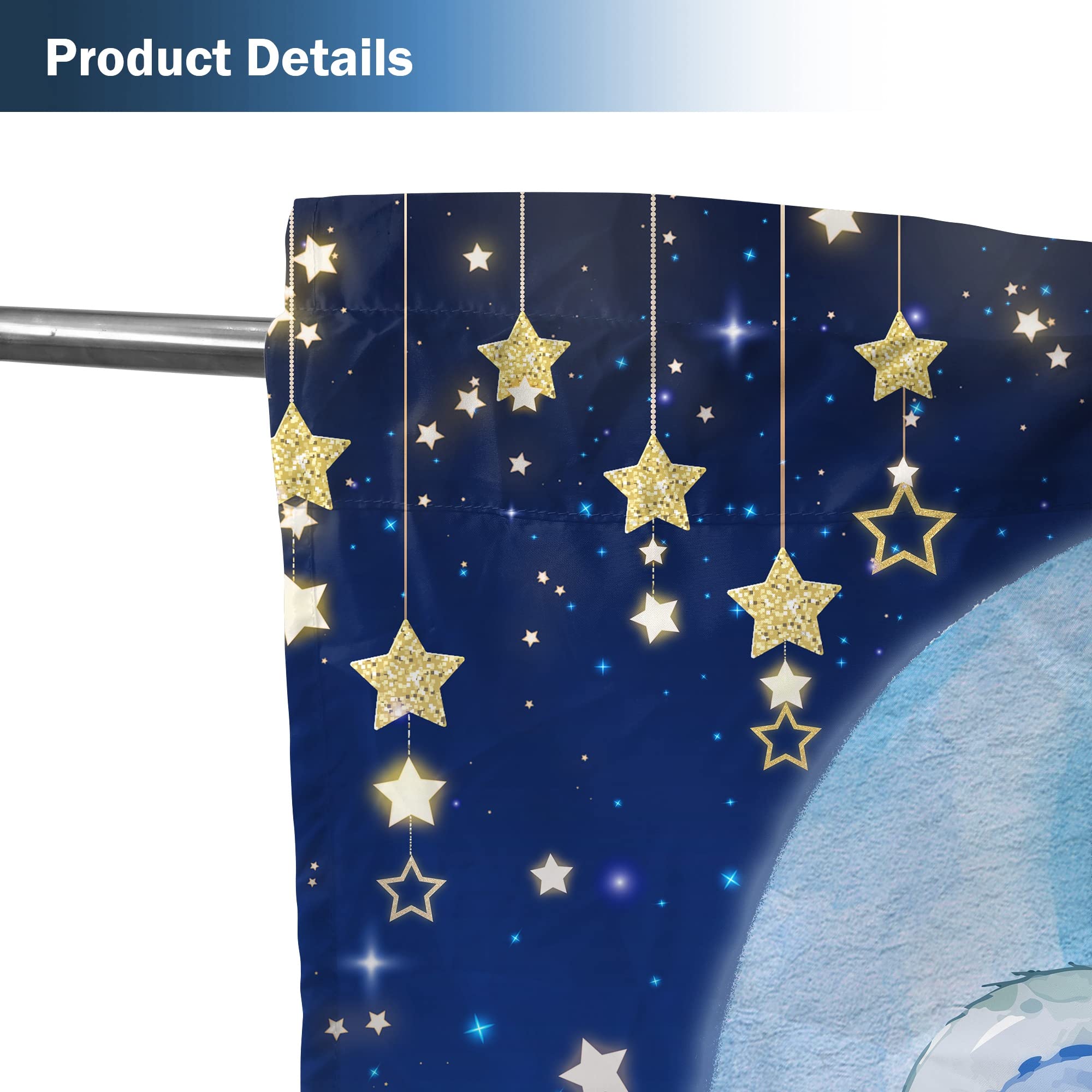 Yilinata Watercolor Elephant Window Curtains For Kids Boys Girls Pink Twinkle Star Baby Living Room Bedroom Nursery Toddler Home Rod Pocket Drapes Party Decor Durable Fabric 82 In X 84 In