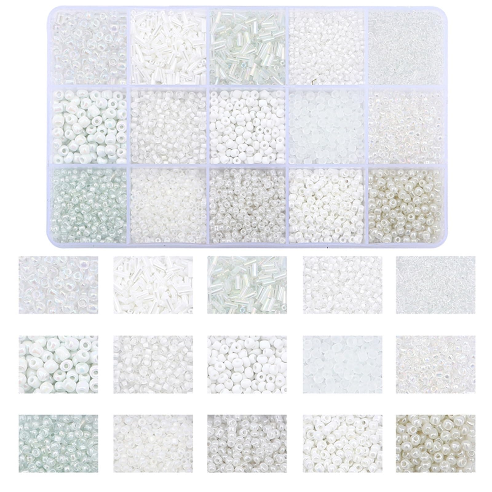 QuxetlRyz Craft Beading Kit 15 Colors Glass Beads Set for Bracelet Making Spacer Loose with Storage Box Tube Kit for DIY Craft Necklace Charms(Color8)